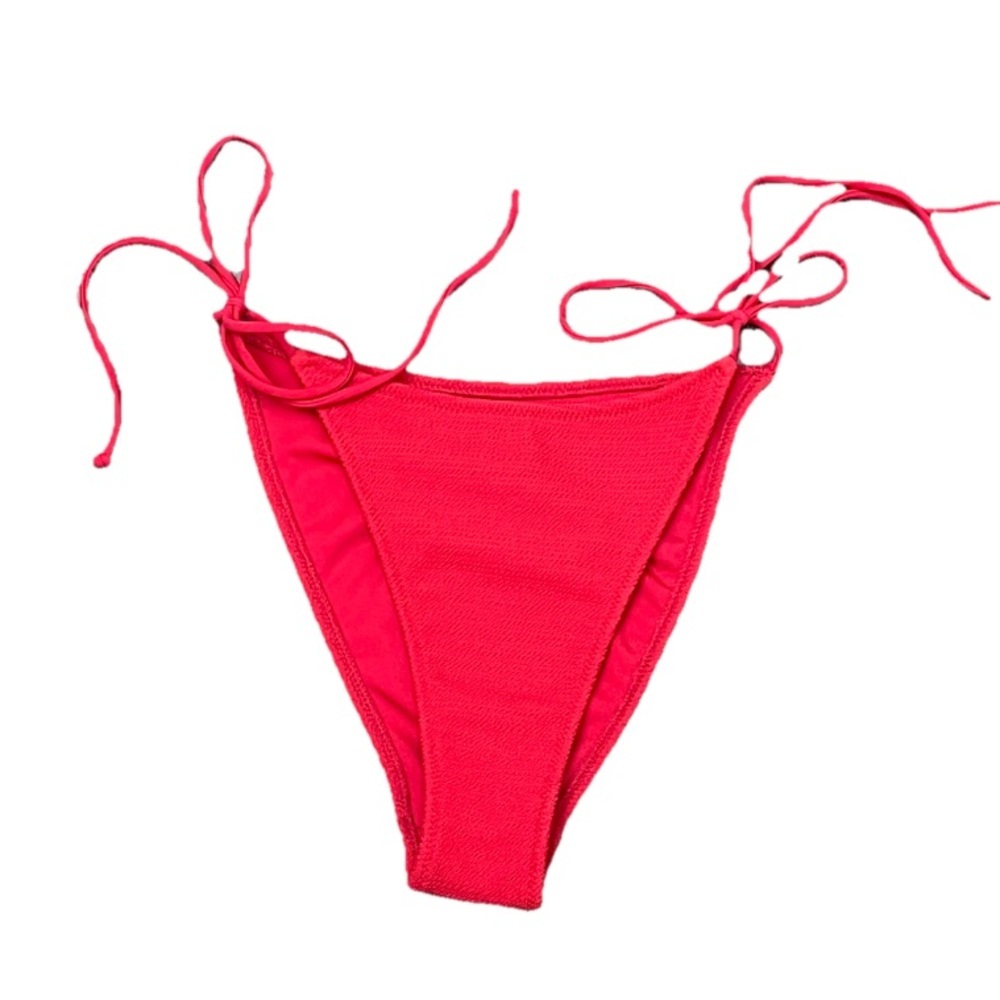 PacSun Red Crepe Cheeky Bikini Bottom XS Tie Side Textured Swim Low Rise Y2K